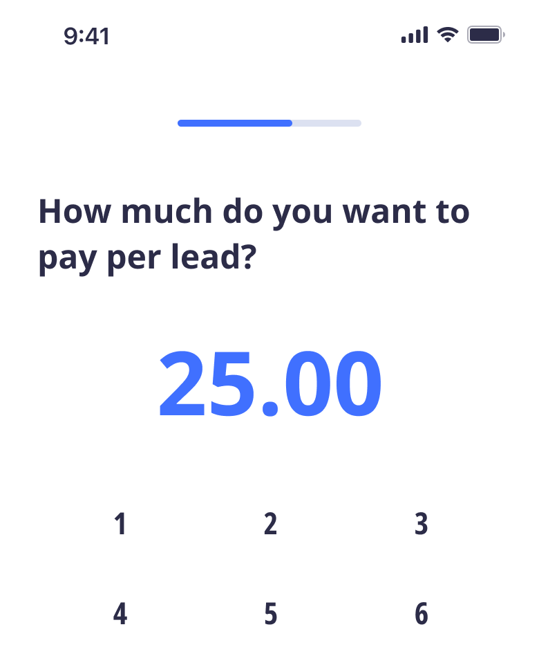 You set the price-per-lead